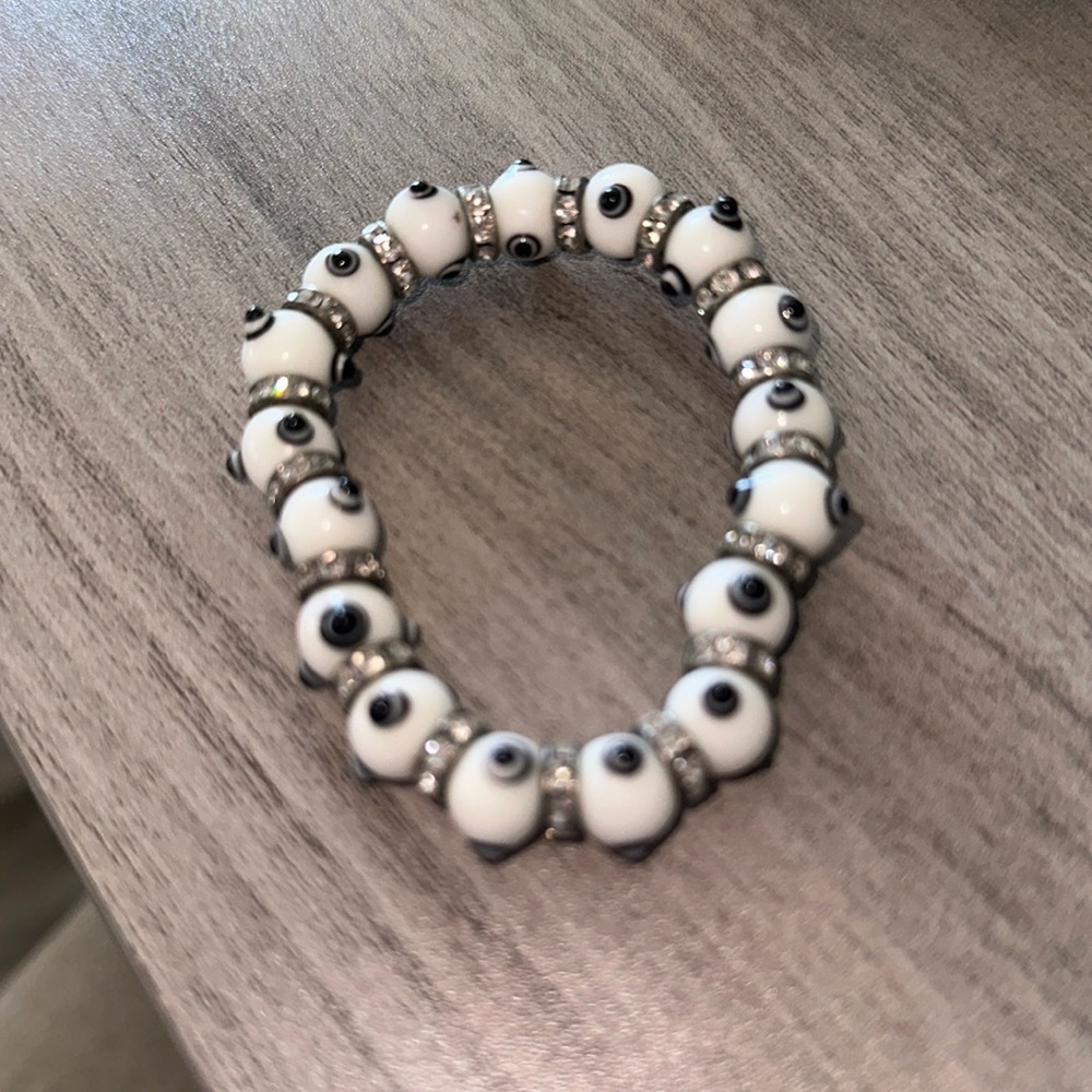 White evil eye bracelet